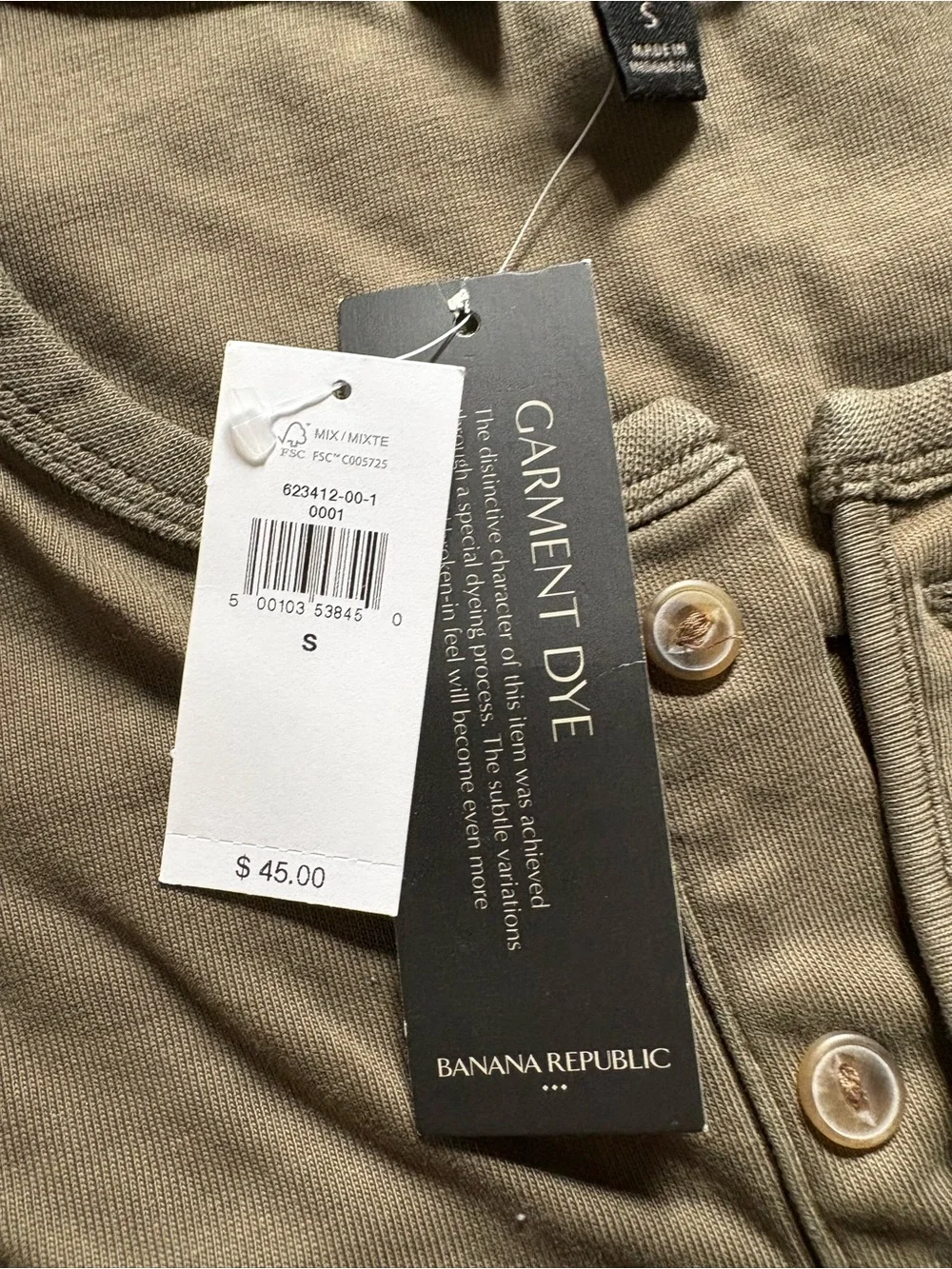 NWT!!!  Banana Republic Soft Wash Henley Shirt